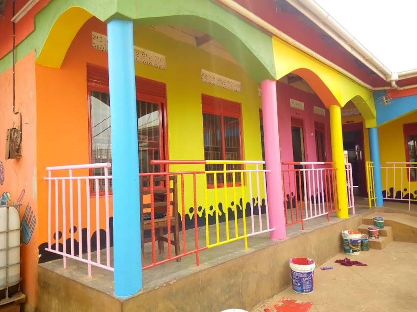 The brightly painted nursery block at Precious Gift Nursery & Primary School